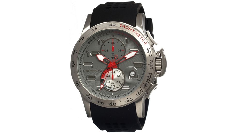Morphic 0402 M4 Series Mens Watch, Grey Dial w/ Black Silicone Band, Stainless Steel Case MPH0402