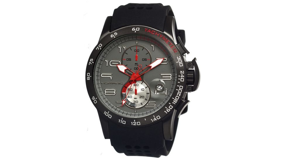 Morphic 0404 M4 Series Mens Watch, Grey Dial w/ Black Silicone Band, Black Stainless Case MPH0404