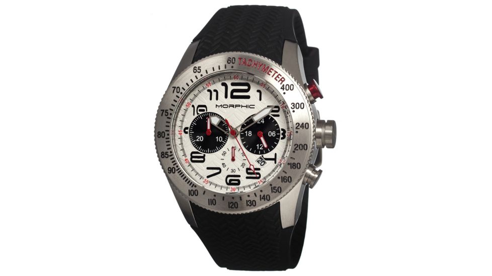Morphic 0701 M7 Series Mens Watch, White Dial w/ Black Silicone Band, Stainless Steel Case MPH0701