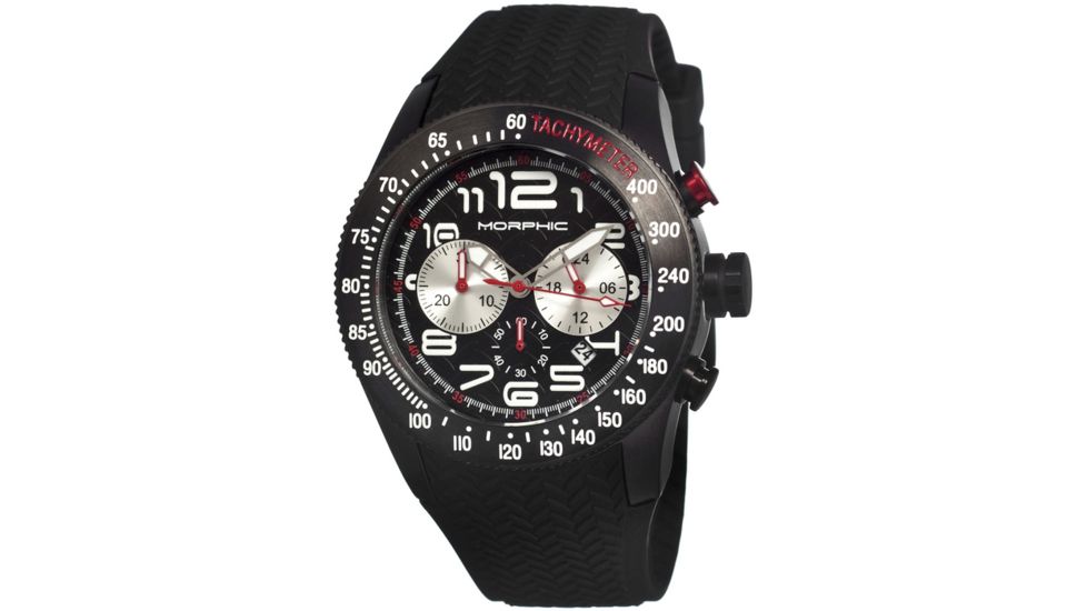 Morphic 0704 M7 Series Mens Watch, Black Dial w/ Black Silicone Band, Black Stainless Case MPH0704