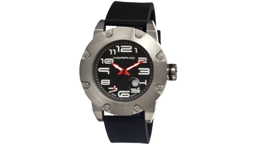 Morphic 0803 M8 Series Mens Watch, Black Dial w/ Black Silicone Band, Stainless Steel Case MPH0803