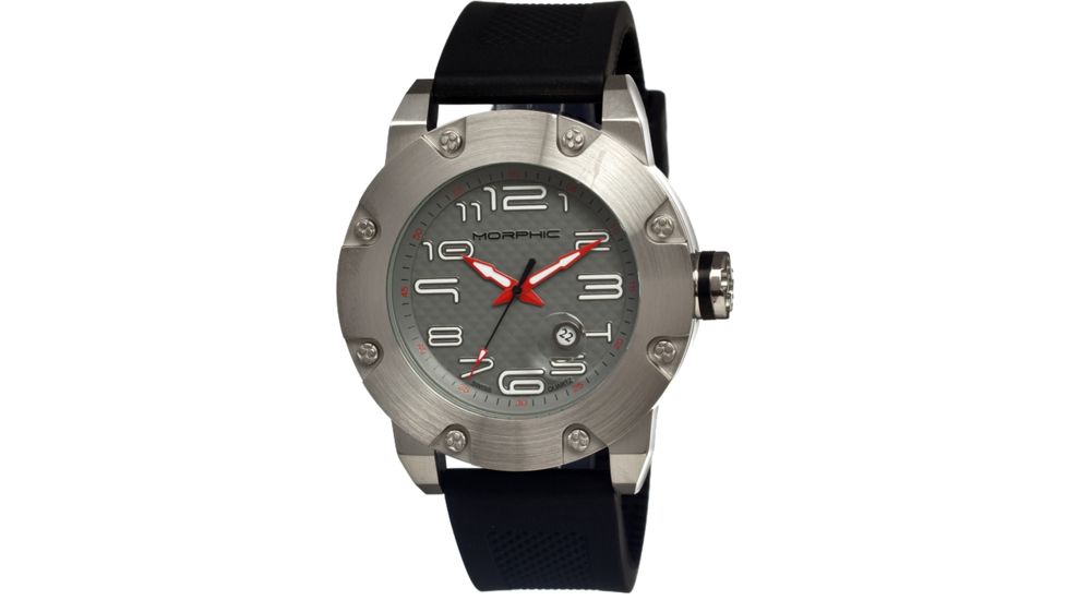Morphic 0804 M8 Series Mens Watch, Grey Dial w/ Black Silicone Band, Stainless Steel Case MPH0804