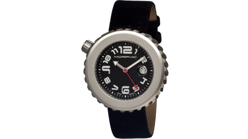 Morphic 1301 M13 Series Mens Watch, Black Dial w/ Black Leather Band, Stainless Steel Case MPH1301