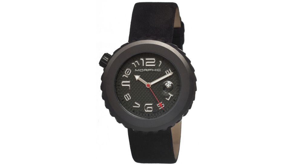 Morphic 1304 M13 Series Mens Watch, Black Dial w/ Black Leather Band, Stainless Steel Case MPH1304