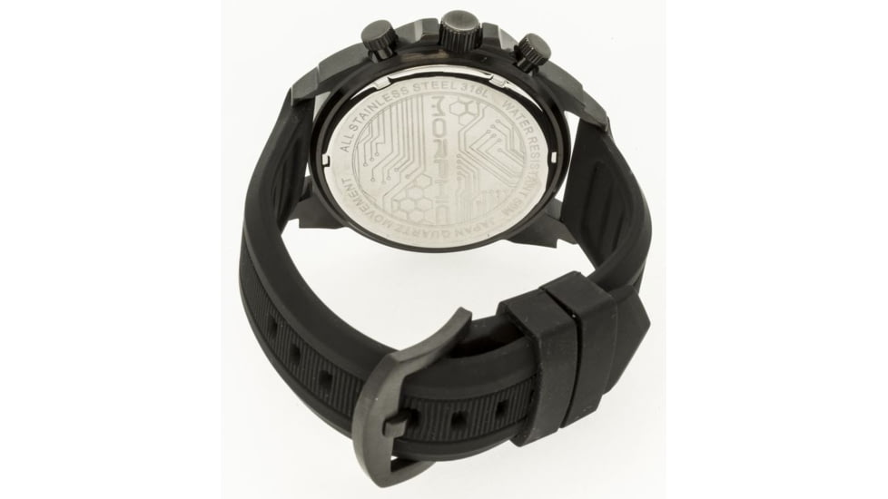 Morphic Mens M19 Series Full-Function Chronograph Silicone Strap Watch Black Bezel, Black/Circle-shaped Case, Black/analog Dial, Black Hands MPH1904
