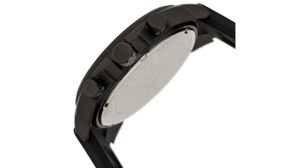 Morphic Mens M19 Series Full-Function Chronograph Silicone Strap Watch Black Bezel, Black/Circle-shaped Case, Black/analog Dial, Black Hands MPH1904