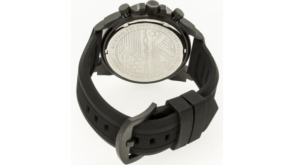 Morphic Mens M19 Series Full-Function Chronograph Silicone Strap Watch Black Bezel, Black/Circle-shaped Case, Black/analog Dial, Black Hands MPH1905