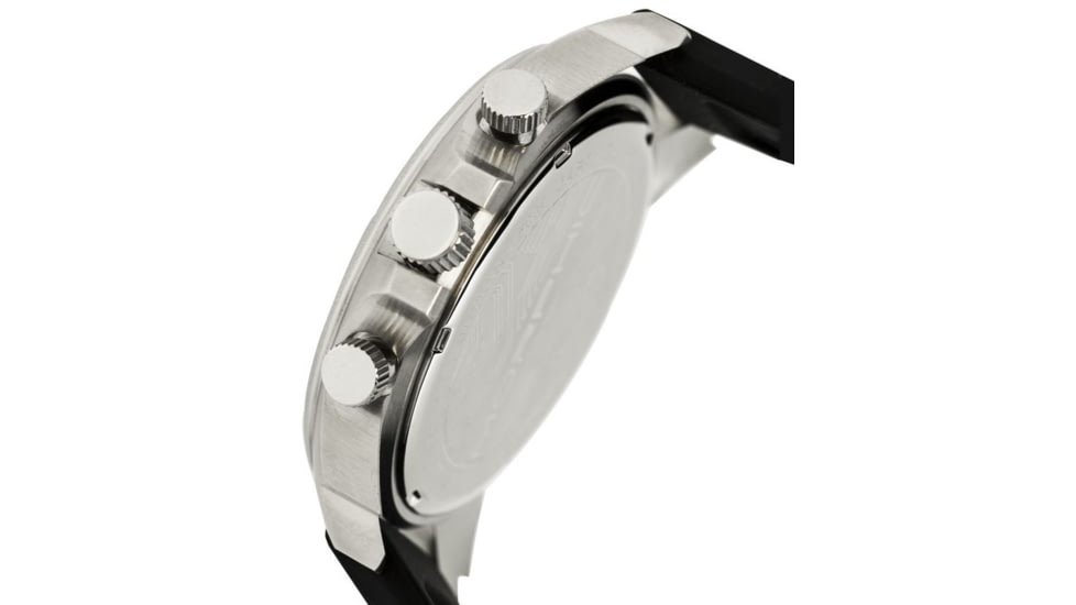 Morphic Mens M19 Series Full-Function Chronograph Silicone Strap Watch Black Bezel, Silver/Circle-shaped Case, Silver/analog Dial, Silver Hands MPH1903