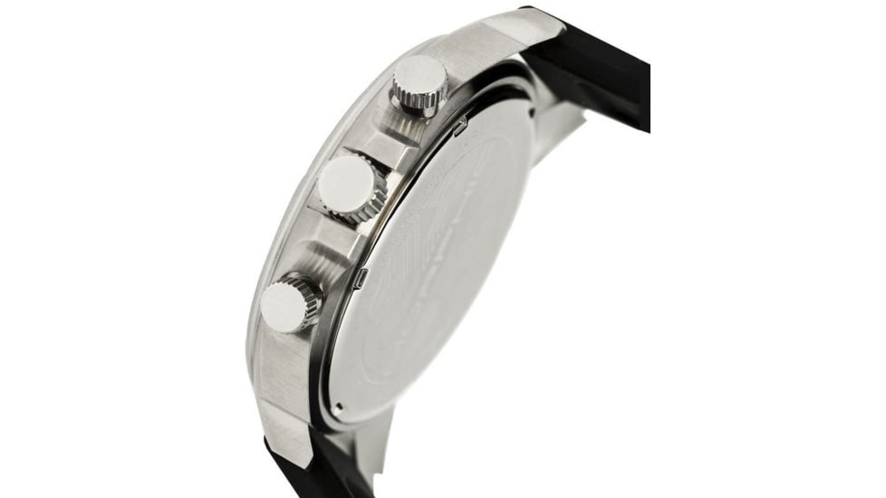Morphic Mens M19 Series Full-Function Chronograph Silicone Strap Watch Silver Bezel, Silver/Circle-shaped Case, Black/analog Dial, Black Hands MPH1901