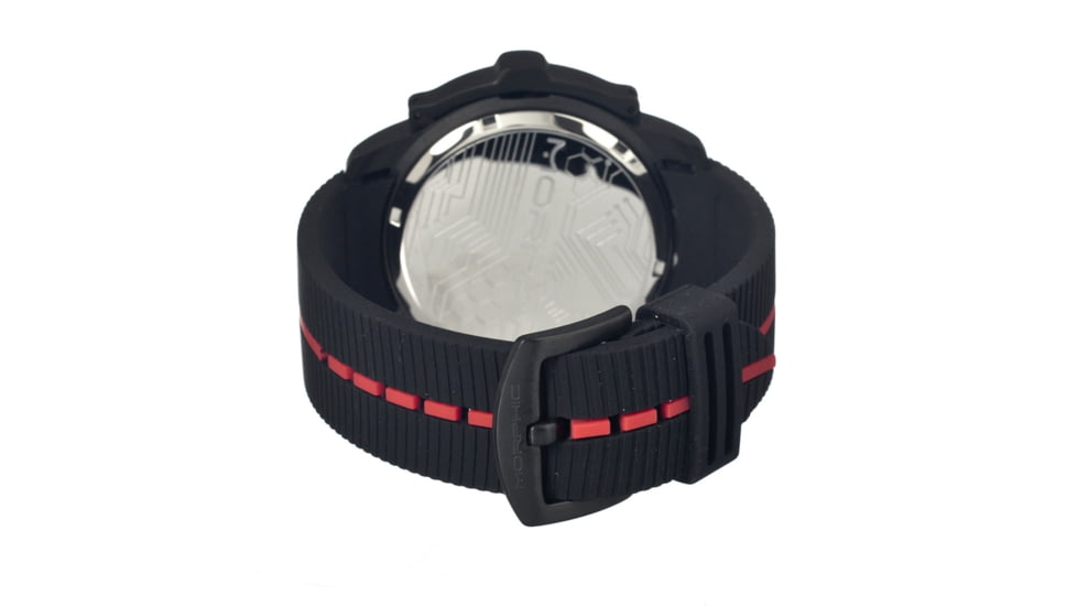 Morphic M21 Series Watch,Black Silicone Band,Red Hand,Black Bezel,Grey Analog Dial,Strap Buckle MPH2106