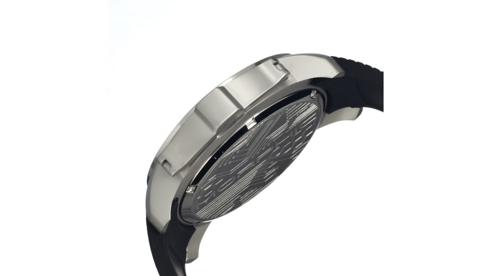 Morphic M21 Series Watch,Black Silicone Band,Red Hand,Silver Bezel,Black Analog Dial,Strap Buckle MPH2102