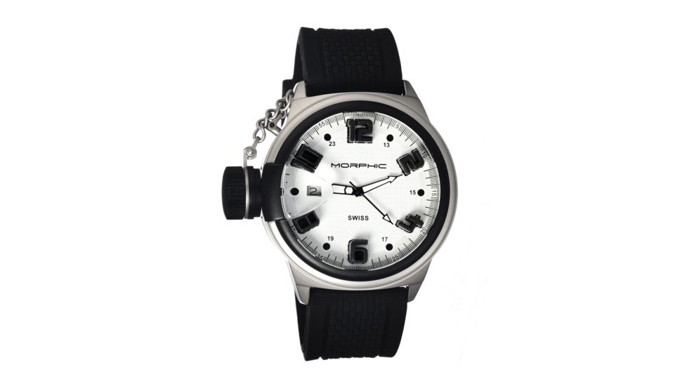 Morphic M24 Series Watch,Black Silicone Band,Black Hand,Black Bezel,White Analog Dial,Strap Buckle MPH2402