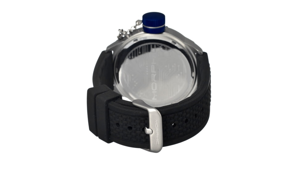Morphic M24 Series Watch,Black Silicone Band, Blue Bezel,Black Analog Dial,Strap Buckle MPH2405