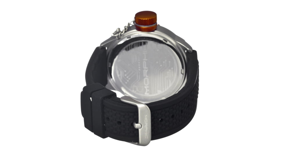 Morphic M24 Series Watch,Black Silicone Band, Orange Bezel,Black Analog Dial,Strap Buckle MPH2404