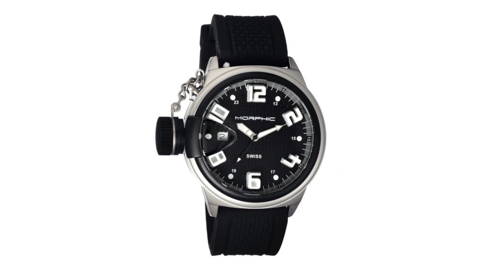 Morphic M24 Series Watch,Black Silicone Band,Silver Hand,Black Bezel,Black Analog Dial,Strap Buckle MPH2401