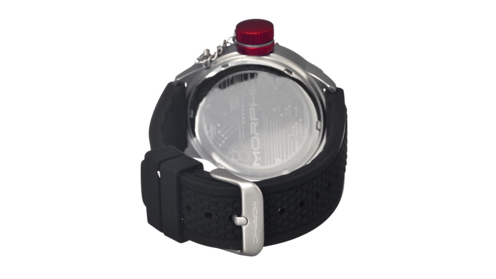 Morphic M24 Series Watch,Black Silicone Band,Silver Hand,Red Bezel,Black Analog Dial,Strap Buckle MPH2403