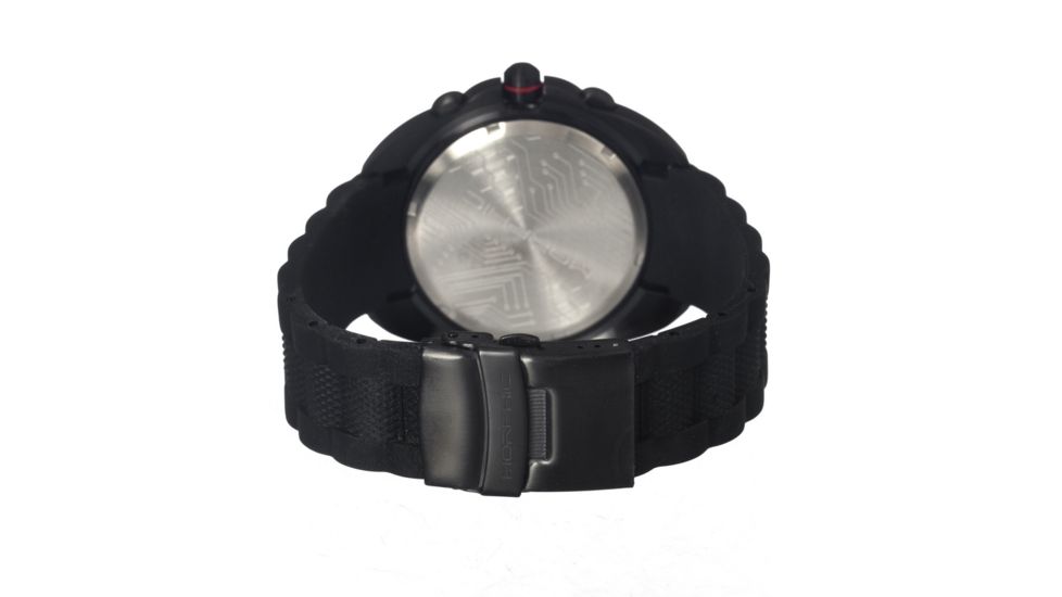 Morphic M25 Series Watch,Black Silicone Band,Red Hand,Black Bezel,Black Analog Dial,Fold Over Push Button Deployment MPH2504