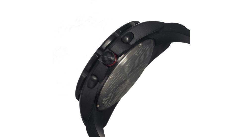 Morphic M25 Series Watch,Black Silicone Band,Red Hand,Black Bezel,Black Analog Dial,Fold Over Push Button Deployment MPH2504