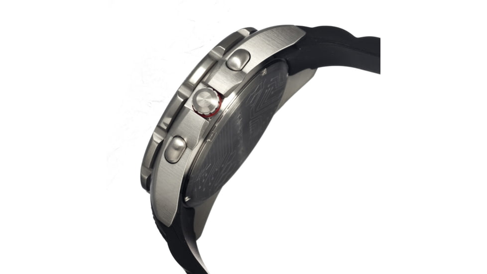 Morphic M25 Series Watch,Black Silicone Band,Red Hand,Silver Bezel,Silver Analog Dial,Fold Over Push Button Deployment MPH2501