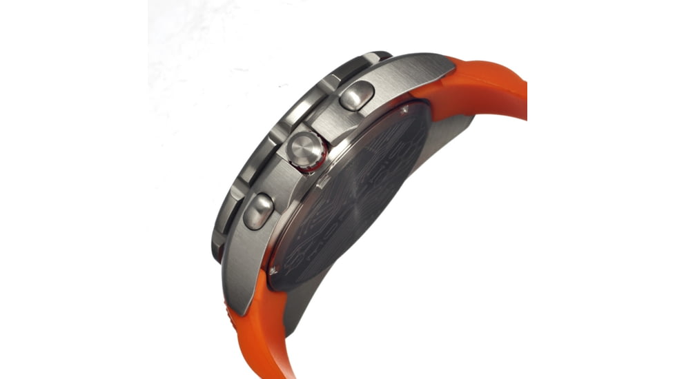 Morphic M25 Series Watch,Orange Silicone Band,Red Hand,Silver Bezel,Black Analog Dial,Fold Over Push Button Deployment MPH2505