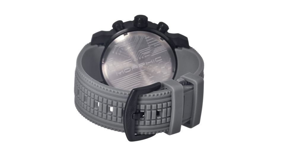 Morphic M26 Series Watch,Grey Silicone Band,Red Hand,Black Bezel,Grey Analog Dial,Strap Buckle MPH2606