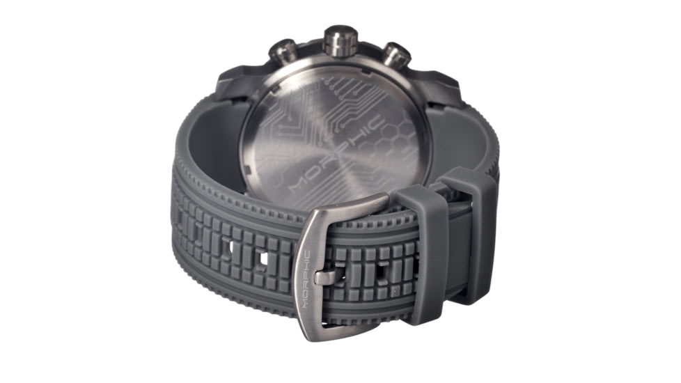 Morphic M26 Series Watch,Grey Silicone Band,Red Hand,Silver Bezel,Grey Analog Dial,Strap Buckle MPH2603