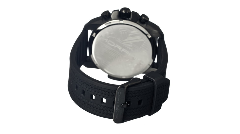 Morphic M28 Series Watch,Black Silicone Band,Red Hand,Black Bezel,Black Analog Dial,Strap Buckle MPH2804