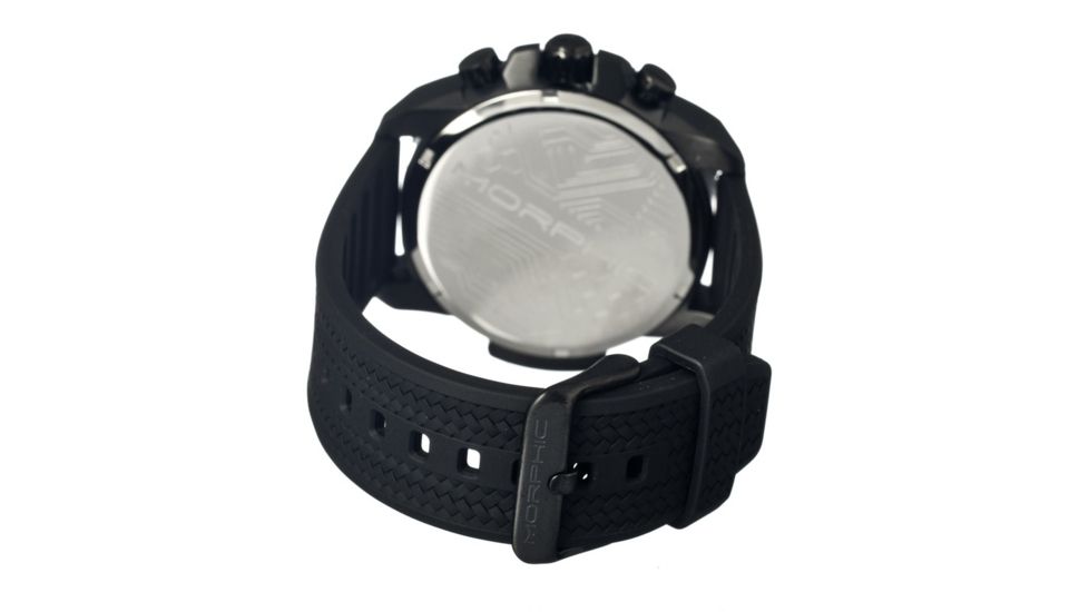 Morphic M28 Series Watch,Black Silicone Band,Red Hand,Black Bezel,Silver Analog Dial,Strap Buckle MPH2803