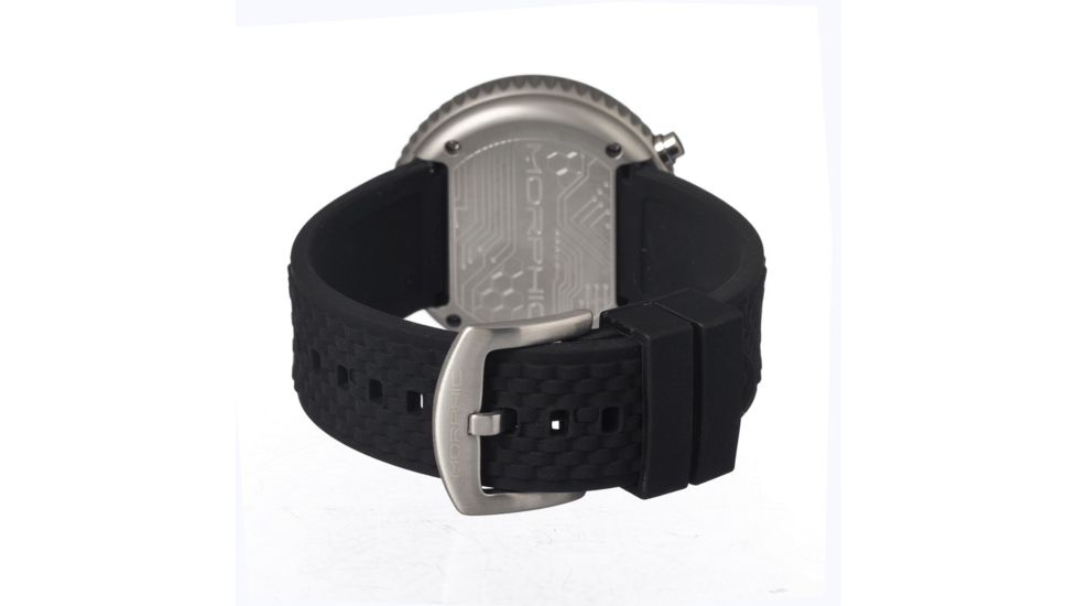 Morphic M29 Series Watch,Black Silicone Band,Red Hand,Silver Bezel,Black Analog Dial,Strap Buckle MPH2902