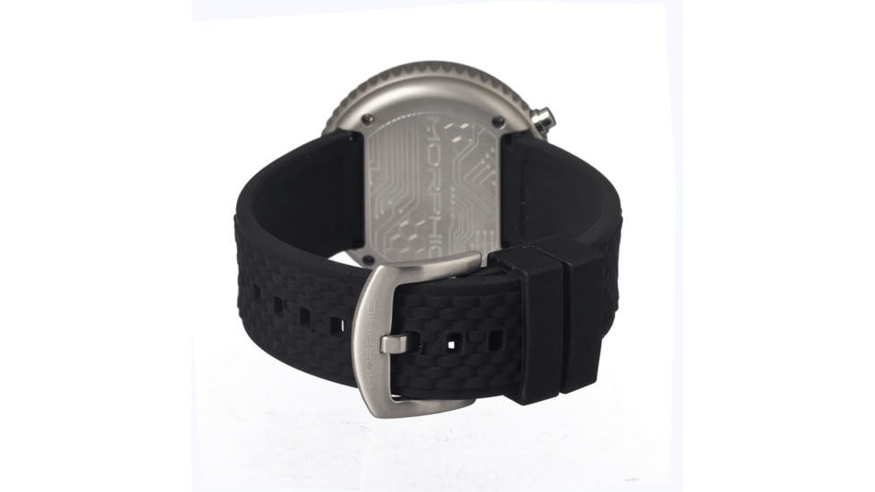 Morphic M29 Series Watch,Black Silicone Band,Red Hand,Silver Bezel,White Analog Dial,Strap Buckle MPH2901