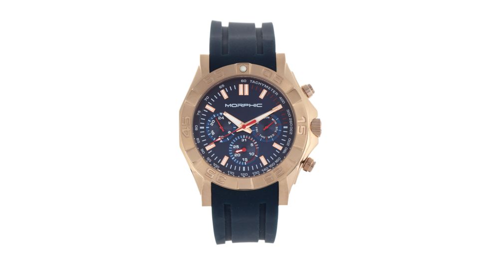 Morphic M75 Series Tachymeter Strap Watch w/ Day-Date, Rose Gold/Blue, One Size, MPH7504