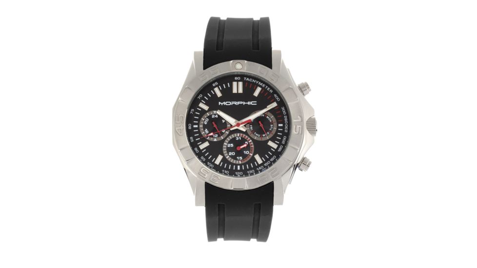 Morphic M75 Series Tachymeter Strap Watch w/ Day-Date, Silver/Black, One Size, MPH7501