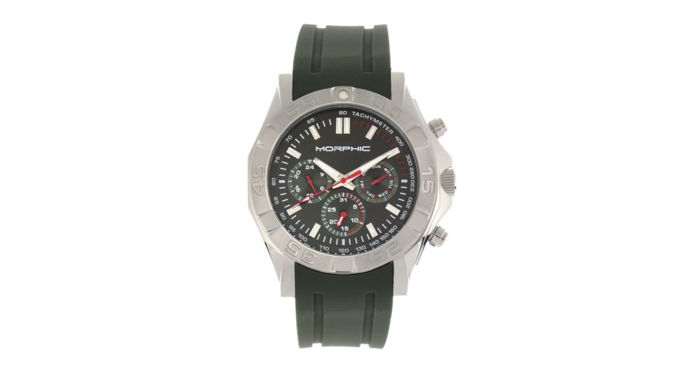 Morphic M75 Series Tachymeter Strap Watch w/ Day-Date, Silver/Green, One Size, MPH7502