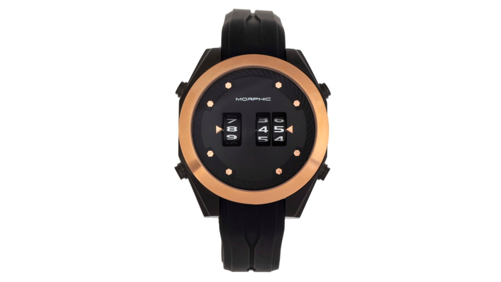 Morphic M76 Series Drum-Roll Strap Watch, Black/Rose Gold, One Size, MPH7605