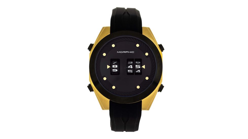 Morphic M76 Series Drum-Roll Strap Watch, Gold/Black, One Size, MPH7602
