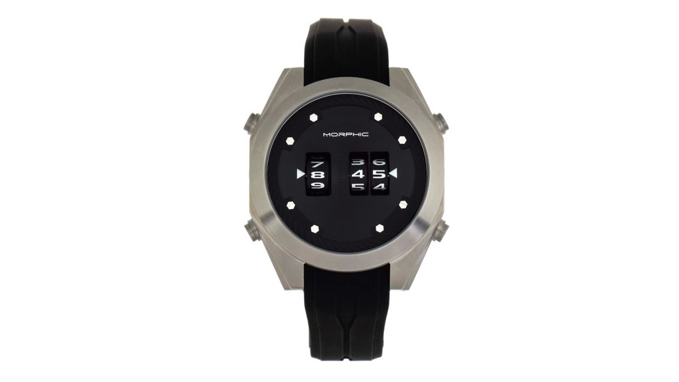 Morphic M76 Series Drum-Roll Strap Watch, Silver/Black, One Size, MPH7601