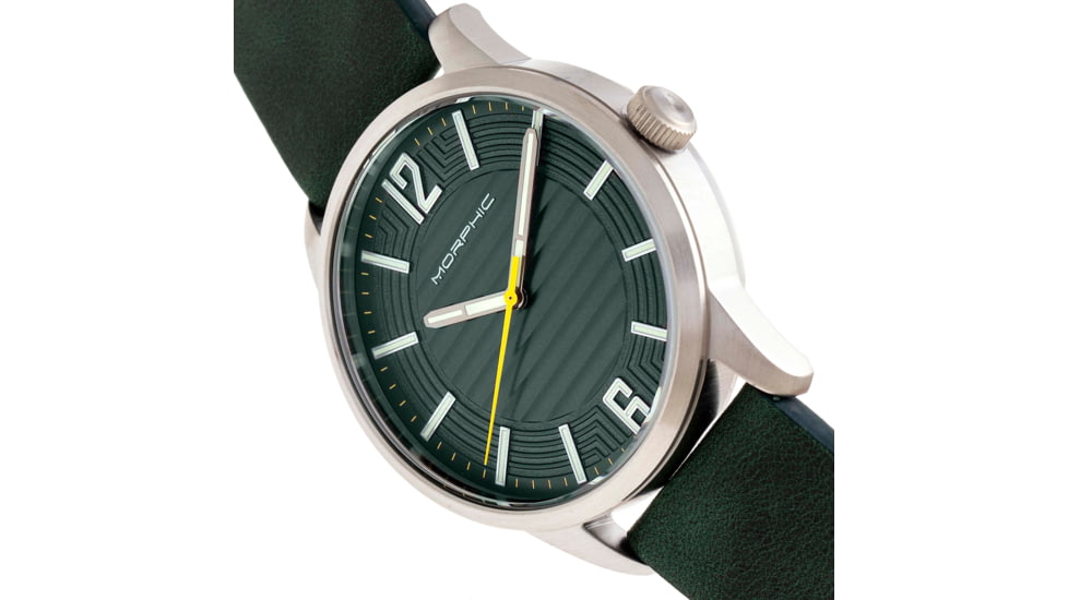 Morphic M77 Series Leather-Band Watch, Green, One Size, MPH7704