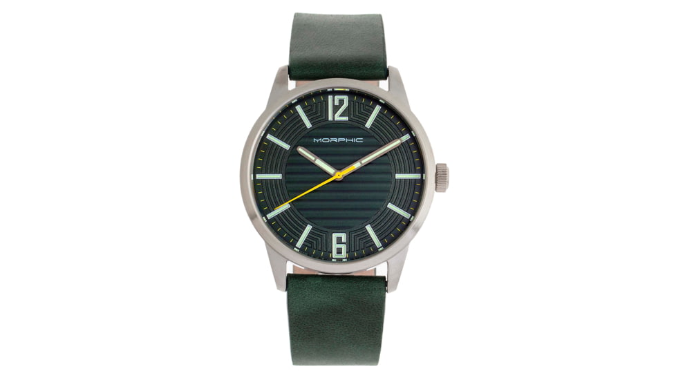 USED Morphic M77 Series Leather-Band Watch, Green, One Size, MPH7704, EDEMO2