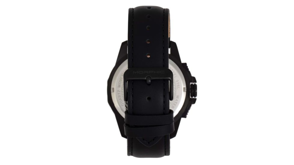 Morphic M82 Series Chronograph Leather-Band Watch w/Date, Black, One Size, MPH8205