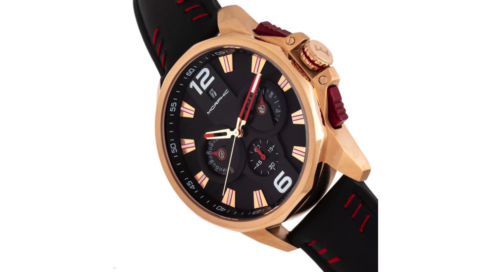 Morphic M82 Series Chronograph Leather-Band Watch w/Date, Rose Gold/Black, One Size, MPH8204