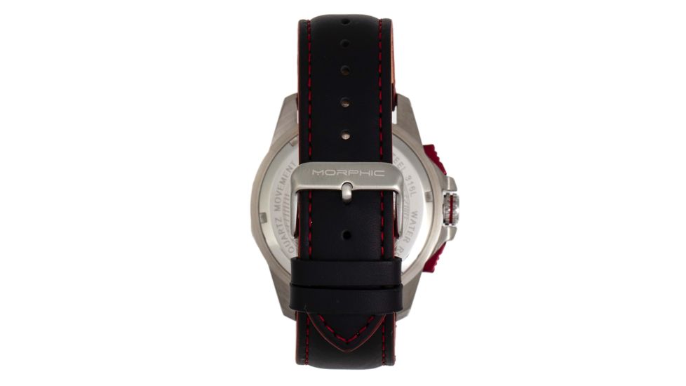 Morphic M82 Series Chronograph Leather-Band Watch w/Date, Silver/Black, One Size, MPH8202