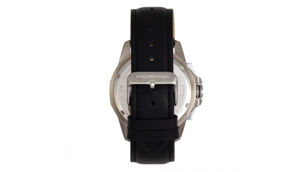 Morphic M82 Series Chronograph Leather-Band Watch w/Date, Silver/White, One Size, MPH8201