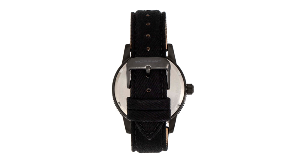 Morphic M85 Series Canvas-Overlaid Leather-Band Watch, Black, One Size, MPH8502