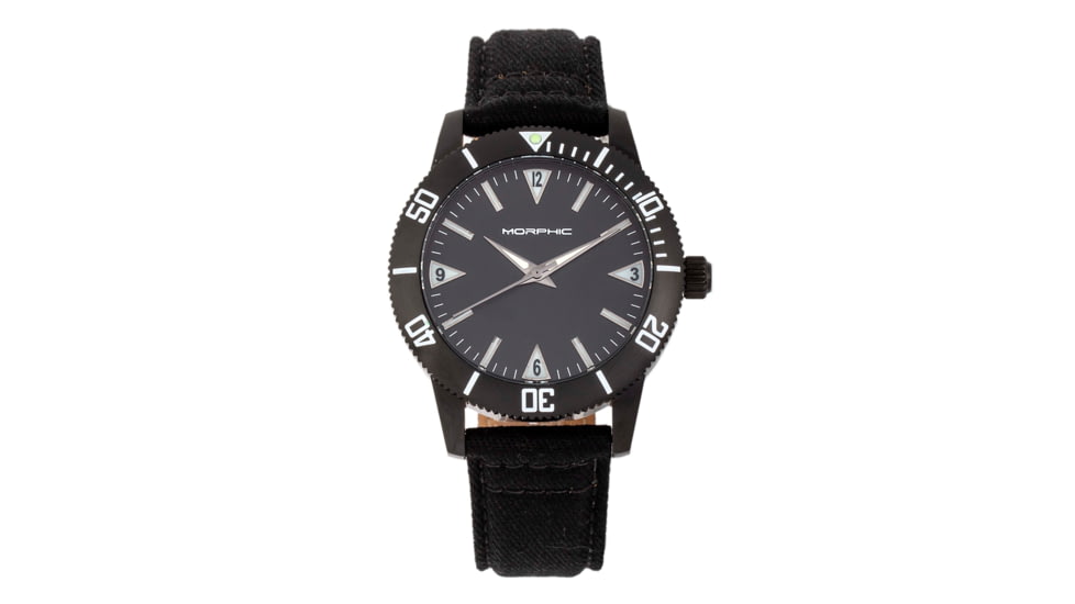 Morphic M85 Series Canvas-Overlaid Leather-Band Watch, Black, One Size, MPH8502