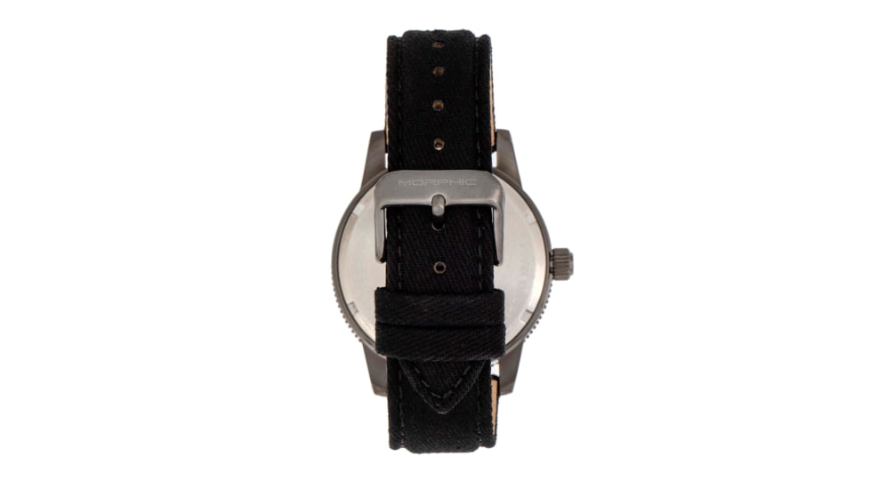 Morphic M85 Series Canvas-Overlaid Leather-Band Watch, Gunmetal/Black, One Size, MPH8505