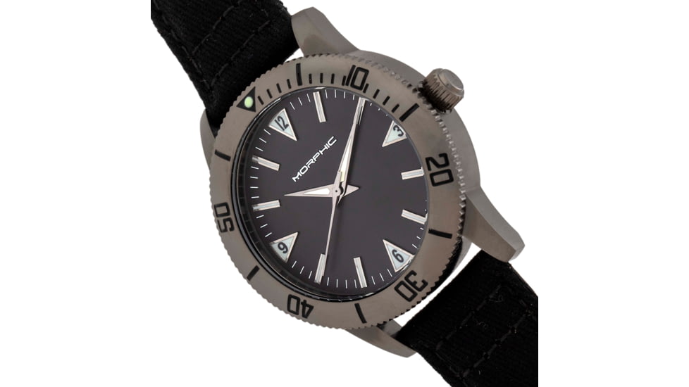 Morphic M85 Series Canvas-Overlaid Leather-Band Watch, Gunmetal/Black, One Size, MPH8505