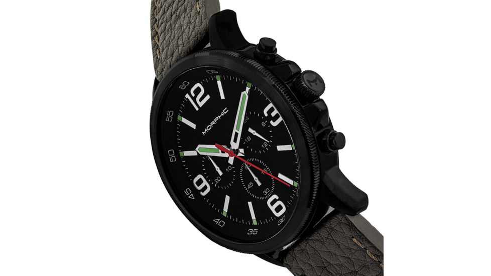 Morphic M86 Series Chronograph Leather-Band Watch, Black/Olive, One Size, MPH8606