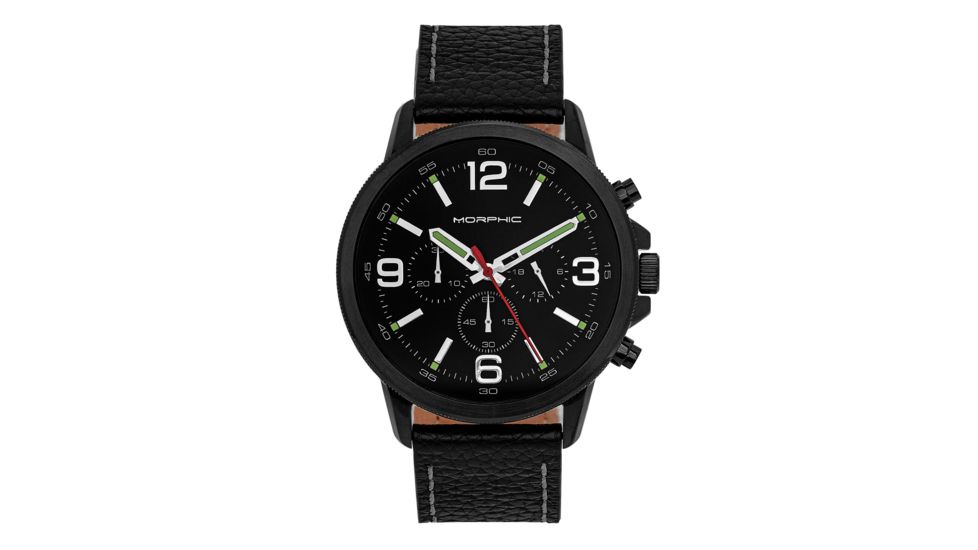 Morphic M86 Series Chronograph Leather-Band Watch, Black, One Size, MPH8605