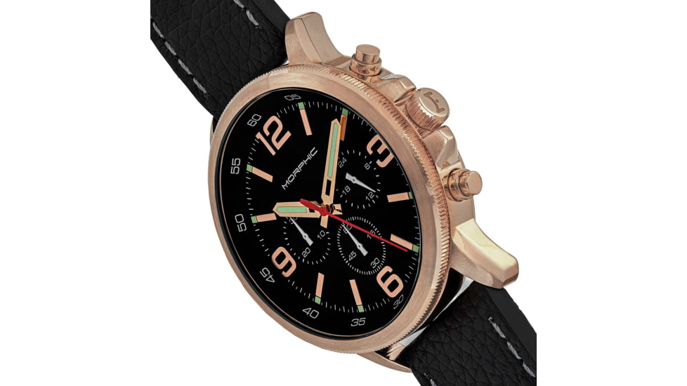 Morphic M86 Series Chronograph Leather-Band Watch, Rose Gold/Black, One Size, MPH8604
