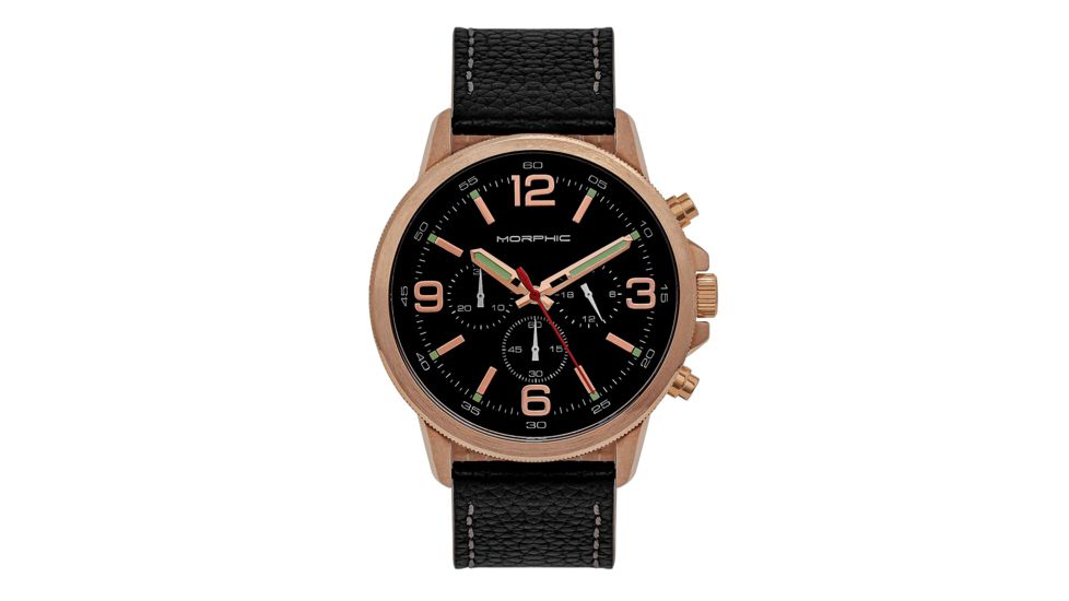 Morphic M86 Series Chronograph Leather-Band Watch, Rose Gold/Black, One Size, MPH8604